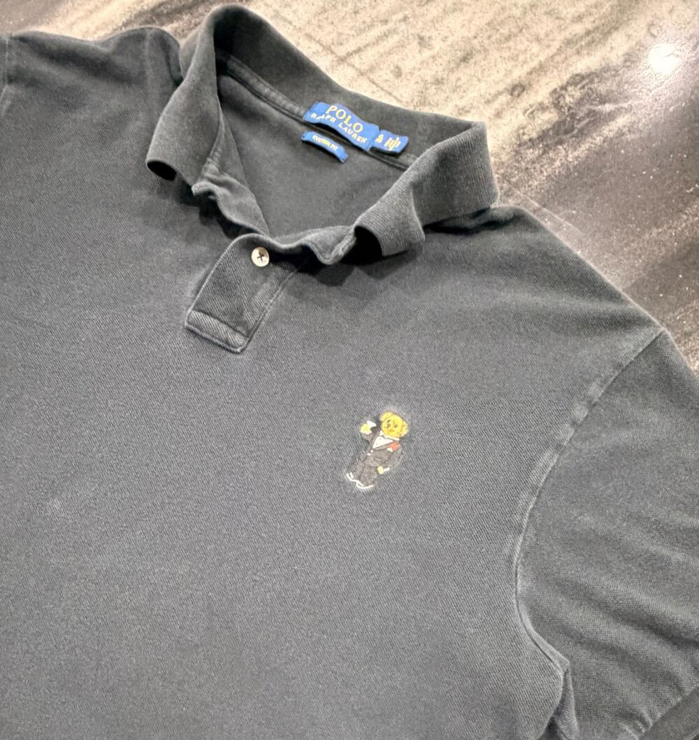 Polo Ralph Lauren Tuxedo Martini Bear Mens XL Custom Fit Black Polo Shirt